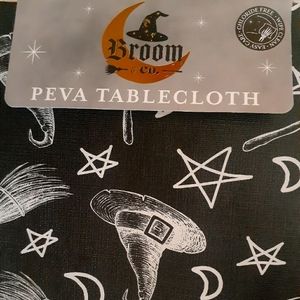 Halloween PEVA Tablecloth *NEW* Rectangle 52in. x 70in. Moons Stars Witches Hat